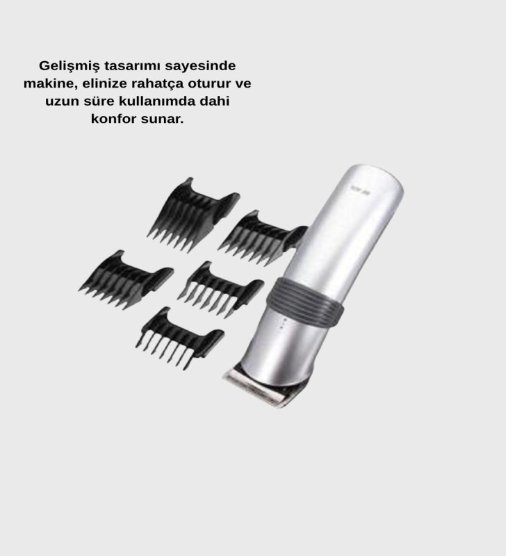 Kablosuz Profesyonel Tıraş Makinesi – Şarjlı, 60 Dakika Kullanım Süreli, Çelik Bıçaklı, Sessiz Motor - Lisinya
