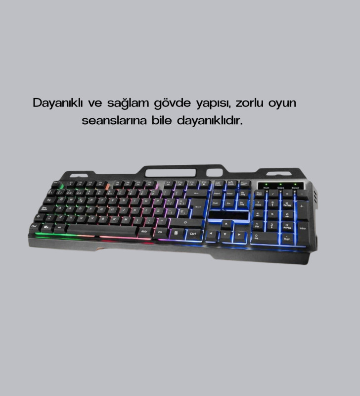 RGB Aydınlatmalı Klavye Mouse Seti – USB Bağlantılı, Türkçe Q, Ayarlanabilir DPI, Ergonomik Yapı - Lisinya