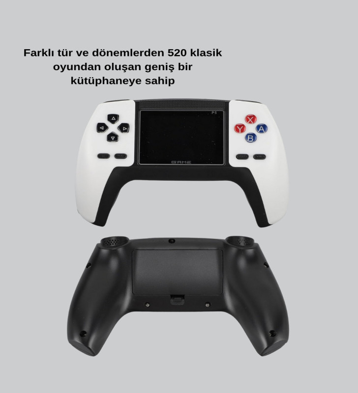 520 Klasik Oyunlu P5™ ControllerView Retro Konsol – Şarjlı, AV Giriş Destekli, Ergonomik Tasarım - Lisinya