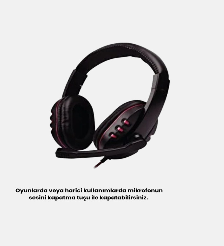 Rahat ve Dayanıklı Mikrofonlu Oyun Kulaklığı – Stereo Ses, Ayarlanabilir Kafa Bandı - Lisinya
