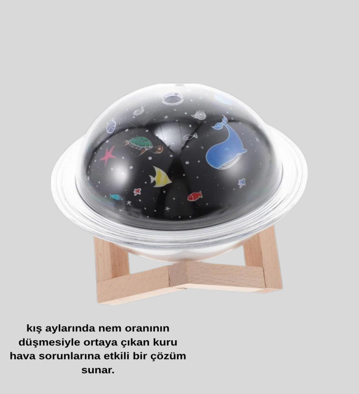 USB Mini Hava Nemlendirici ve Projeksiyon Lamba – Taşınabilir, Sessiz, Dekoratif Aromaterapi Cihazı - Lisinya