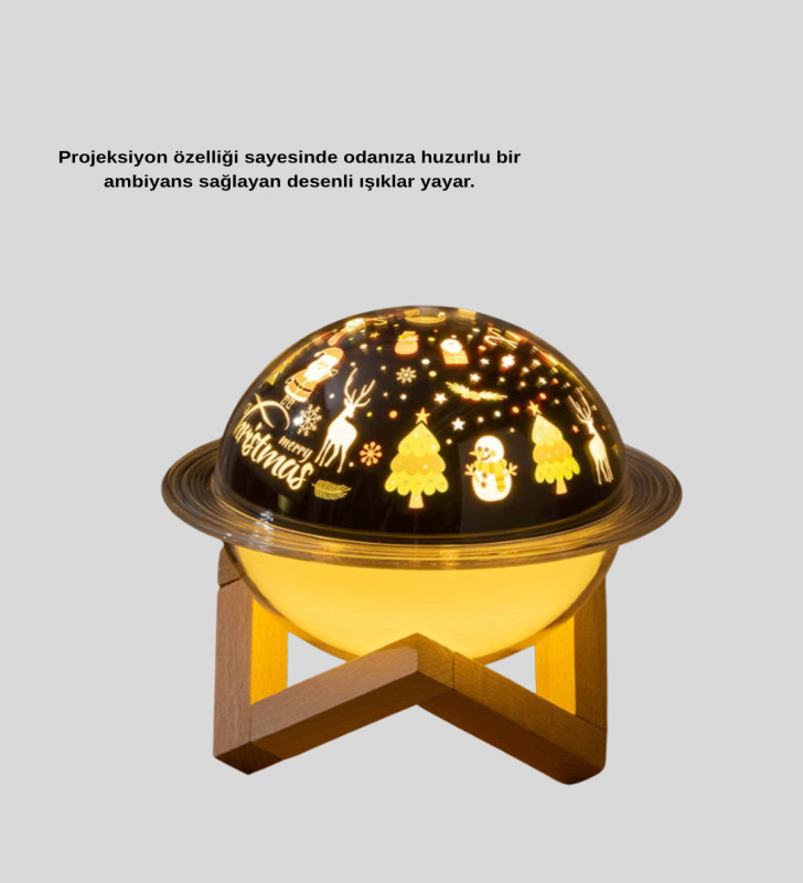 Aromaterapili USB Hava Nemlendirici – Projeksiyon Işıklı, Sessiz ve Şık Tasarım - Lisinya