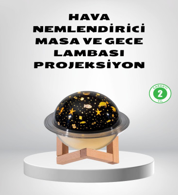 USB Projeksiyon Gece Lambası ve Hava Nemlendirici – Aromaterapi Destekli, Taşınabilir Mini - Lisinya