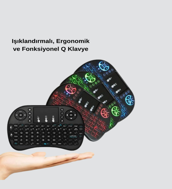 Işıklı Q Klavye – Entegre Touchpad, Ergonomik Tasarım ve Türkçe Karakter Desteği - Lisinya