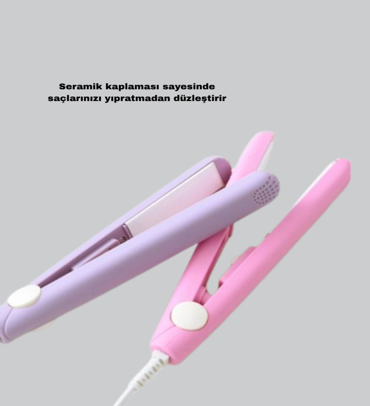 Seyahat Tipi Mini Saç Düzleştirici – Seramik Kaplama, Hızlı Isınma, Kompakt Tasarım - Lisinya