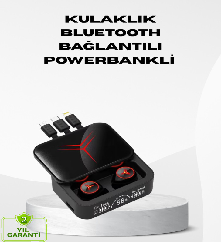 Powerbank Özellikli Bluetooth Kablosuz Kulaklık – Dokunmatik Kontrol, Uzun Pil Ömrü, Ergonomik Tasarım - Lisinya