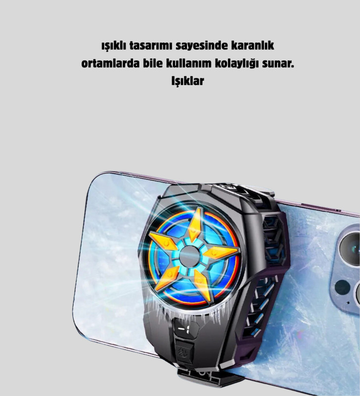Şarj Edilebilir Telefon Soğutucu Fan – Taşınabilir, Sessiz ve Güçlü Oyun Soğutucusu - Lisinya