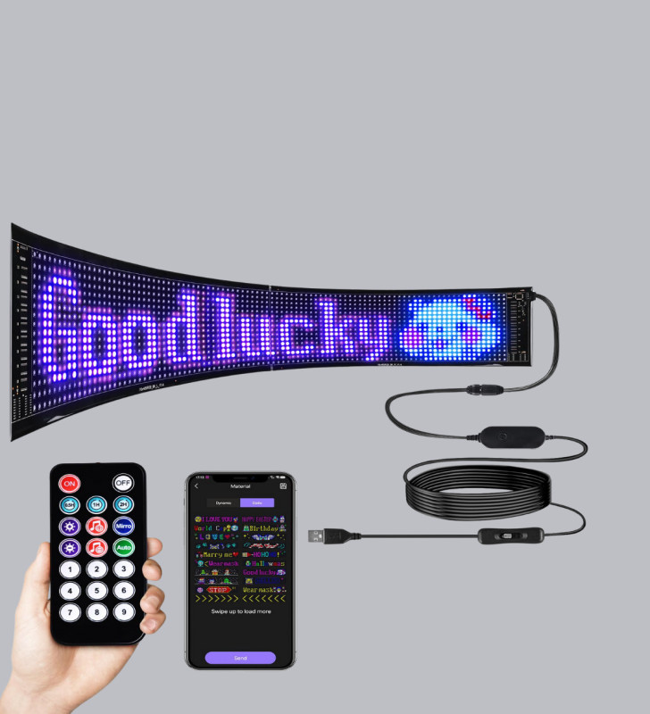 RGB LED Panel – USB Güç Girişli, GIF ve Yazı Gösterimli Akıllı Ekran - Lisinya