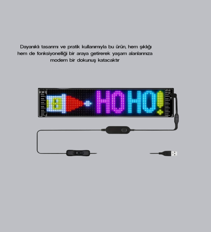 RGB LED Panel – Mobil Uyumlu, Yazı ve GIF Destekli, USB Bağlantılı Dekoratif Ekran - Lisinya