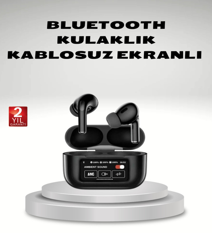 Aktif Gürültü Engelleme (ANC) Kablosuz Bluetooth Kulaklık – Dijital Ekranlı, Dokunmatik ve Uzun Pil Ömürlü - Lisinya