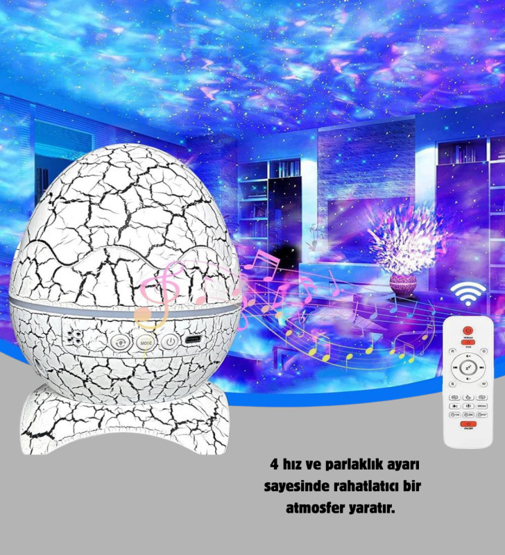 Dinozor Yumurta Gece Lambası Projektör – 14 Renk Seçeneği - Lisinya