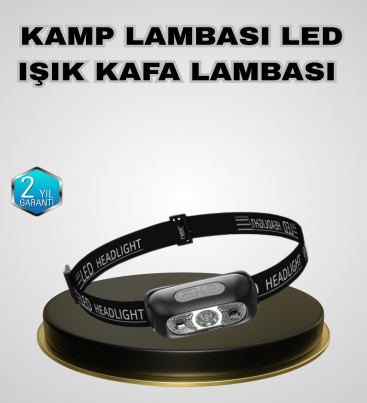 IPX5 Su Geçirmez Şarjlı LED Kafa Feneri | Hareket Sensörlü, Ayarlanabilir 60° Far - Lisinya