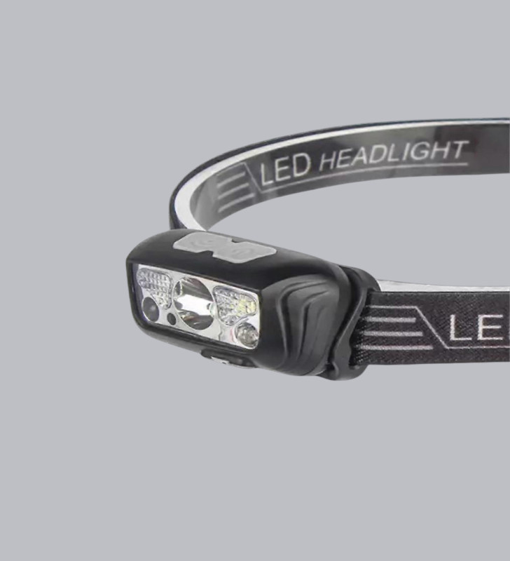 IPX5 Su Geçirmez Şarjlı LED Kafa Feneri | Hareket Sensörlü, Ayarlanabilir 60° Far - Lisinya