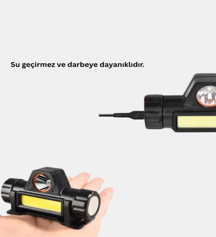 Profesyonel Şarjlı LED Kafa Lambası – Uzun Mesafe + Ortam Aydınlatması - Lisinya