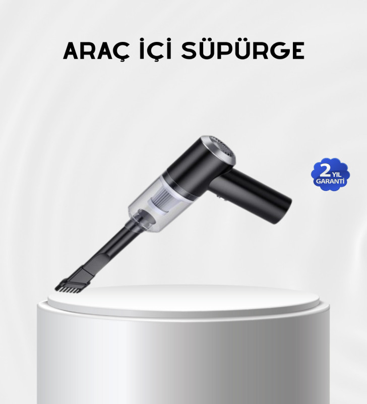 Kablosuz El Süpürgesi – Araç İçi Temizlik İçin 5500PA Güçlü Emiş, USB Şarjlı - Lisinya