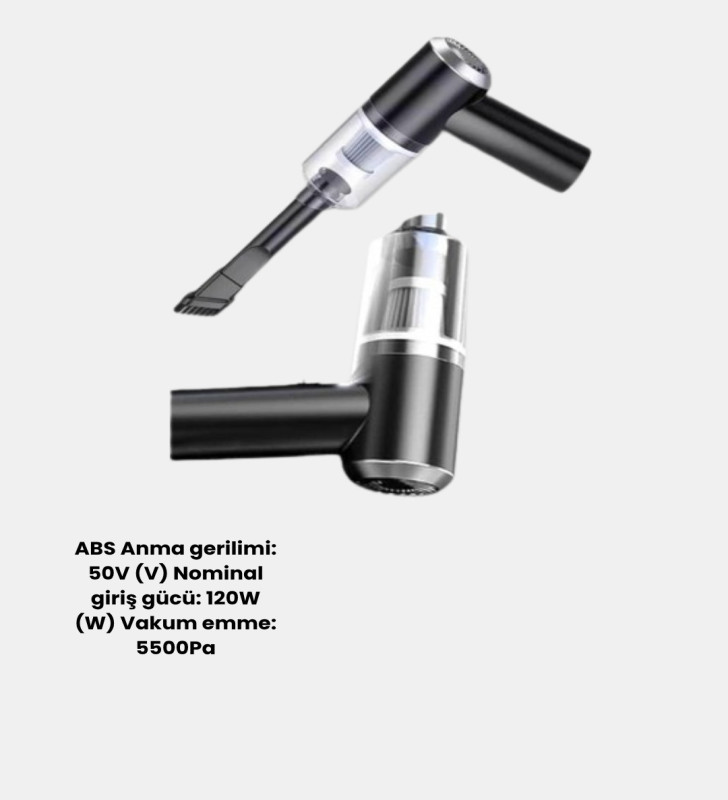 Kablosuz El Süpürgesi – Araç İçi Temizlik İçin 5500PA Güçlü Emiş, USB Şarjlı - Lisinya