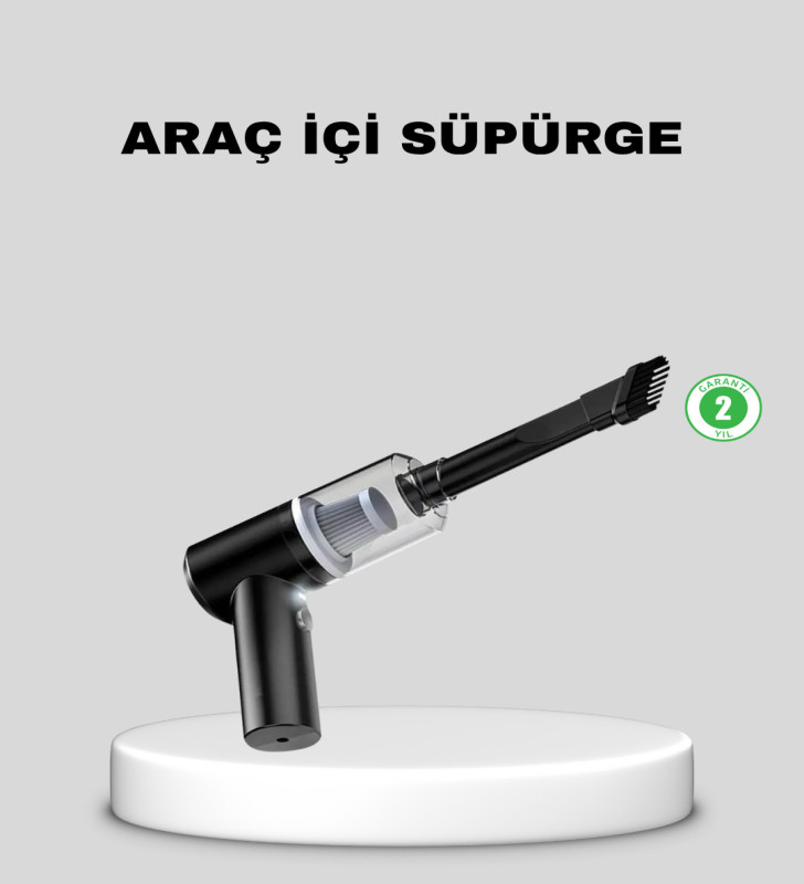 Mini Şarjlı Araç Süpürgesi – 120W Güçlü Motor, 5500PA Vakum Emiş, Yıkanabilir Filtre - Lisinya
