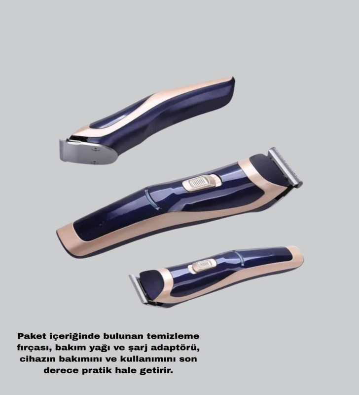 Profesyonel Şarjlı Saç ve Sakal Kesme Makinesi – Unisex, 12 mm Ayarlanabilir Başlık - Lisinya