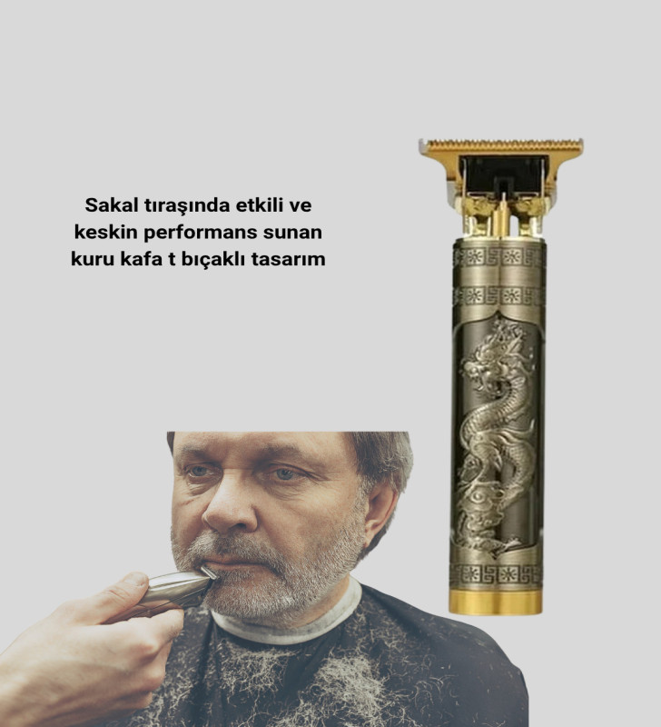 Profesyonel Çizik Tıraş Makinesi – T Çelik Bıçaklı, 120 Dakika Şarjlı Kullanım, 3 Başlıklı - Lisinya