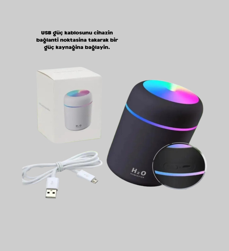 USB Bağlantılı LED Işıklı Hava Nemlendirici – Sessiz ve Kullanıcı Dostu Tasarım - Lisinya