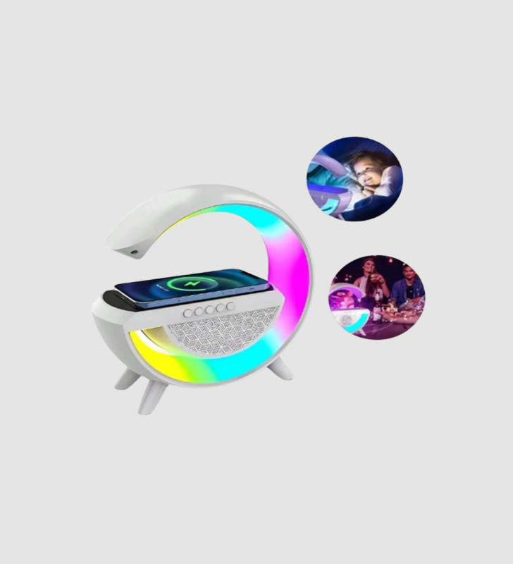 Kablosuz Şarjlı Bluetooth Hoparlör ve Gece Lambası – NFC, FM Radyo, RGB Işık - Lisinya