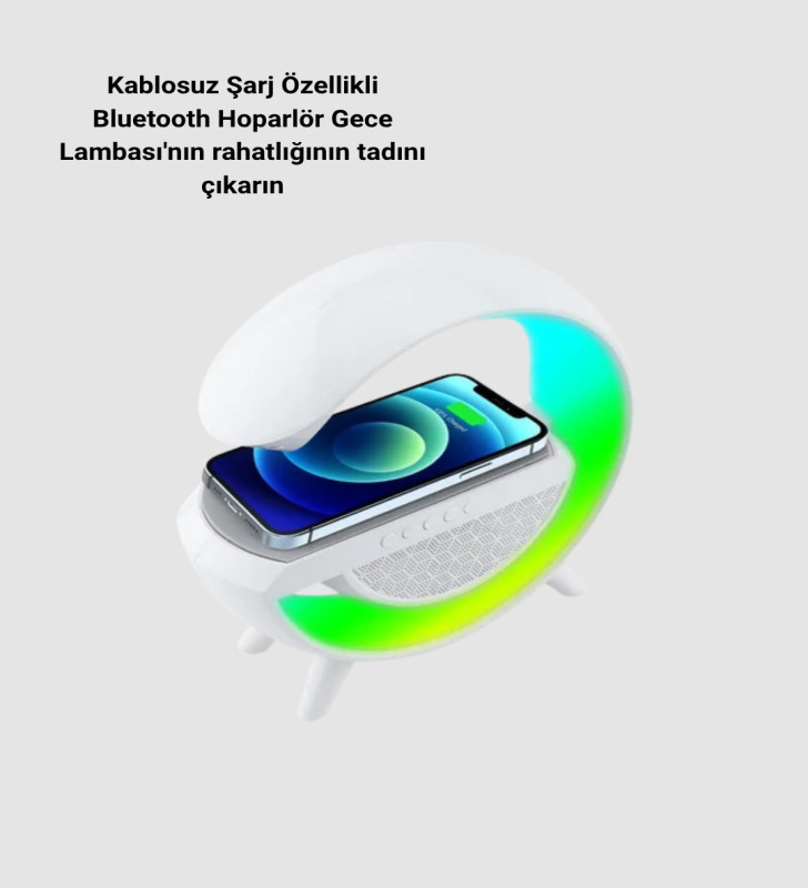 Kablosuz Şarjlı Bluetooth Hoparlör ve Gece Lambası – NFC, FM Radyo, RGB Işık - Lisinya
