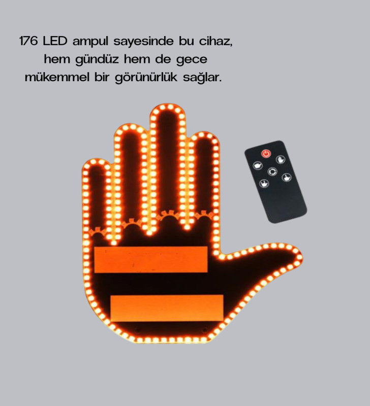 176 LED Amber Renkli El Hareketiyle Kontrol Edilen Motosiklet Dönüş Sinyali - Lisinya