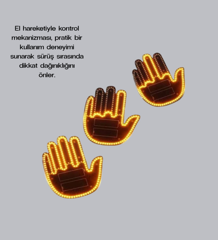 176 LED Amber Renkli El Hareketiyle Kontrol Edilen Motosiklet Dönüş Sinyali - Lisinya