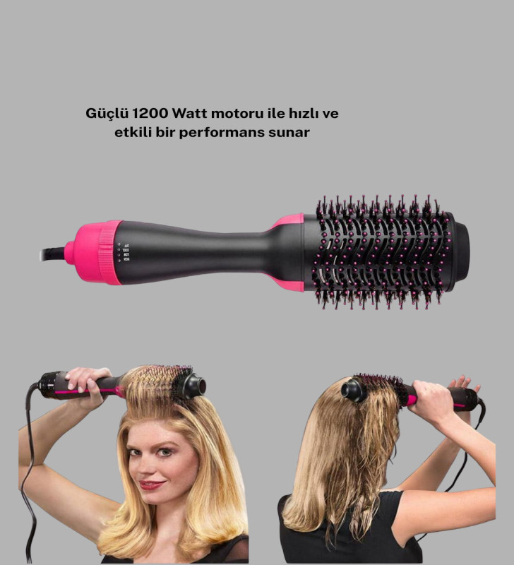 Yeni Nesil Fön Tarağı – 220°C Isı, Negatif İyon, 360° Dönebilen Kablo - Lisinya