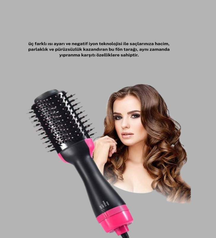1200W Fön Tarağı – 3 Isı Ayarı, Negatif İyonlu, Hızlı ve Pürüzsüz Sonuç - Lisinya