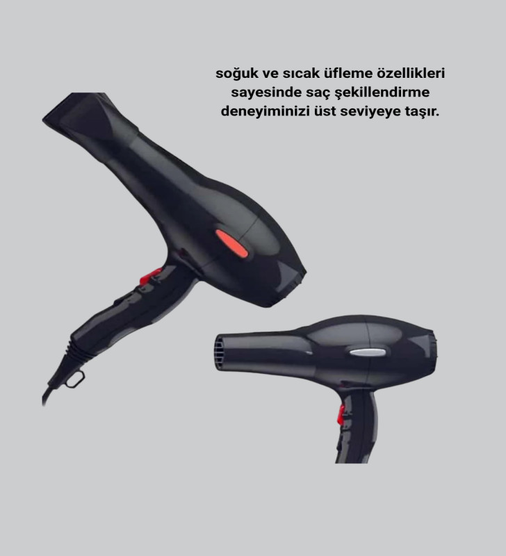 Profesyonel 2200W Fön Makinesi – AC Motorlu, Hızlı Kurutma, Hafif Tasarım - Lisinya