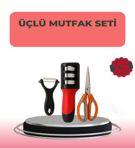 3 Parçalı Çok Fonksiyonlu Mutfak Makas Seti – Paslanmaz Çelik, Ergonomik Tasarım - Lisinya