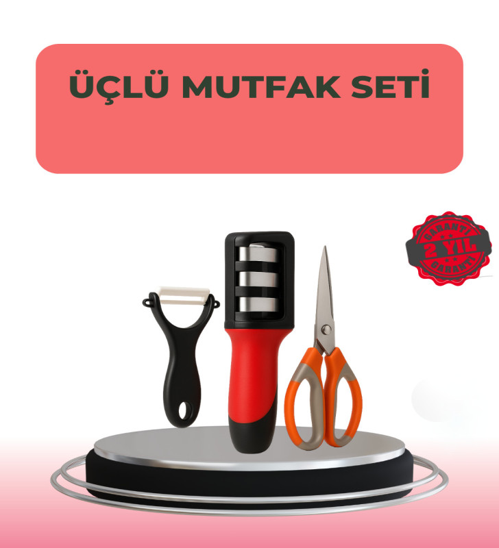 3 Parçalı Çok Fonksiyonlu Mutfak Makas Seti – Paslanmaz Çelik, Ergonomik Tasarım - Lisinya