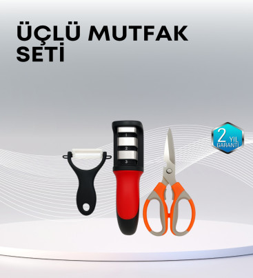 Çok Fonksiyonlu Mutfak Makas Seti – 3 Makas, Bileyici ve Soyacak Dahil - Lisinya