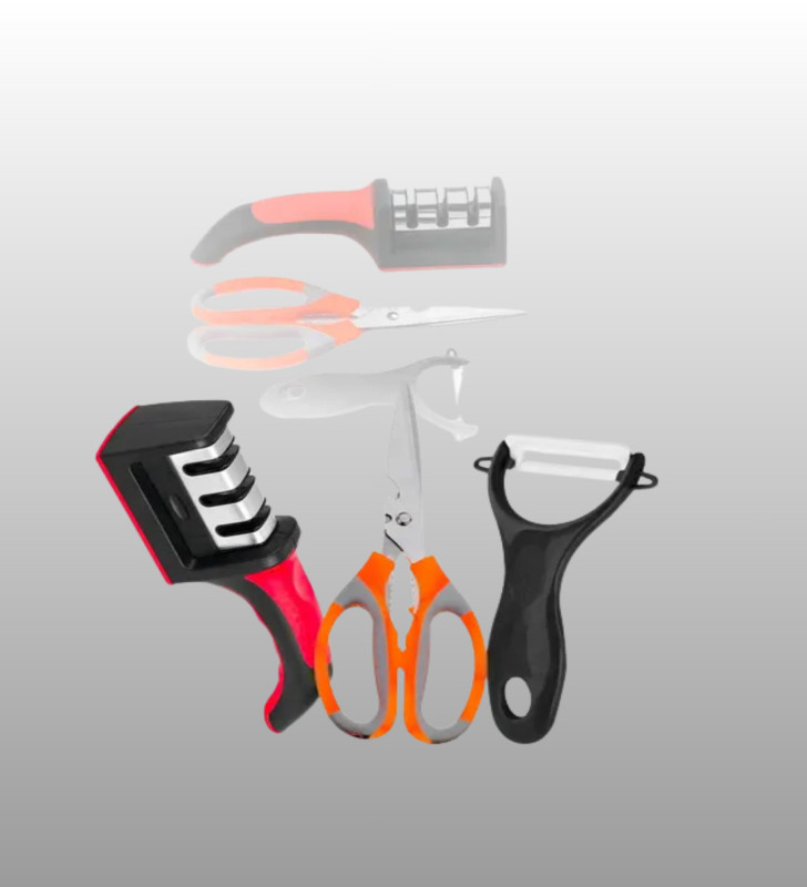 Çok Fonksiyonlu Mutfak Makas Seti – 3 Makas, Bileyici ve Soyacak Dahil - Lisinya