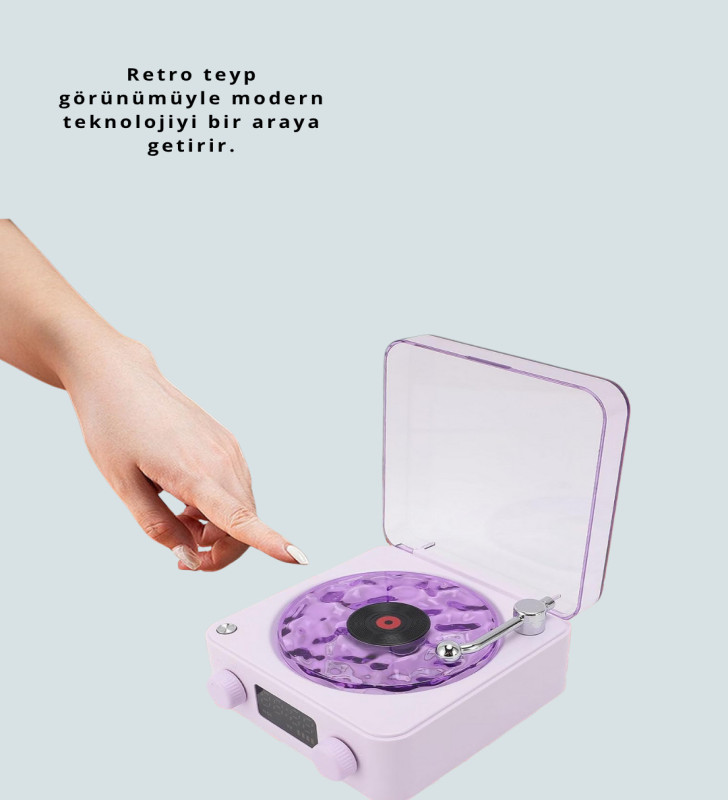 Retro Pikap Hoparlör – Şarjlı Kablosuz Projektör ve Gece Lambası - Lisinya