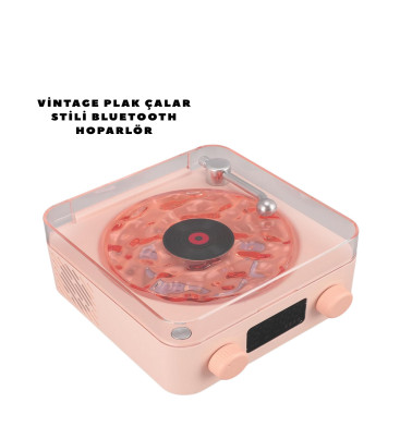 Retro Bluetooth Hoparlör PEMBE - Lisinya