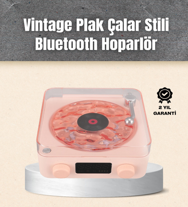 Retro Bluetooth Hoparlör – Yumuşak Gece Lambası ve Saat Göstergeli - Lisinya