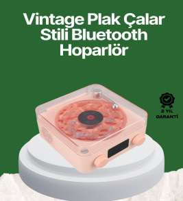 Vintage Tarz Bluetooth Hoparlör – Gece Işığı ve Zaman Göstergeli - Lisinya