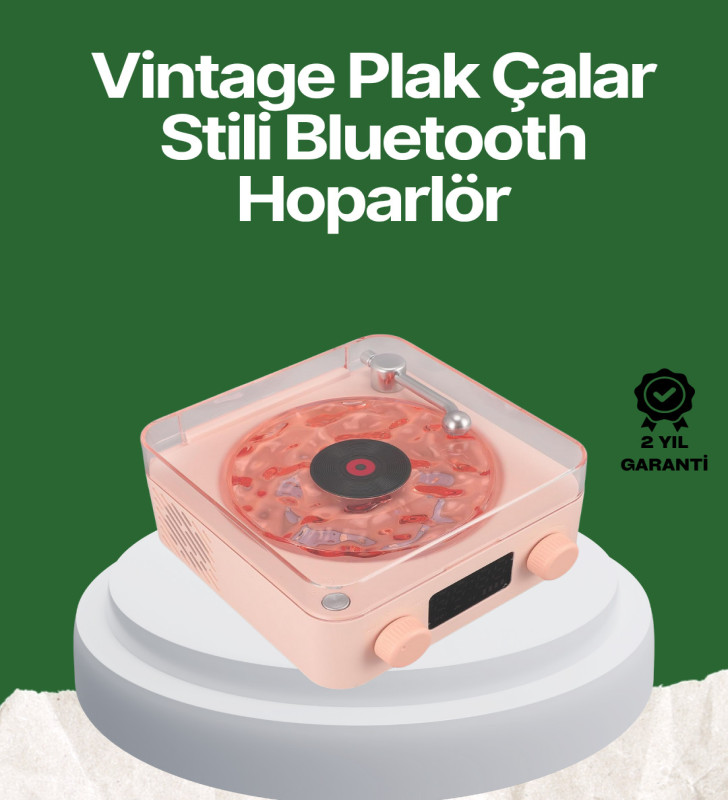 Vintage Tarz Bluetooth Hoparlör – Gece Işığı ve Zaman Göstergeli - Lisinya
