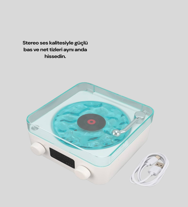 Stereo Sesli Gece Lambalı Bluetooth Hoparlör – Şık Vintage Tasarım - Lisinya