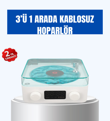 Retro Tasarımlı Gece Lambalı Bluetooth Hoparlör – Saat ve Pil Göstergeli - Lisinya