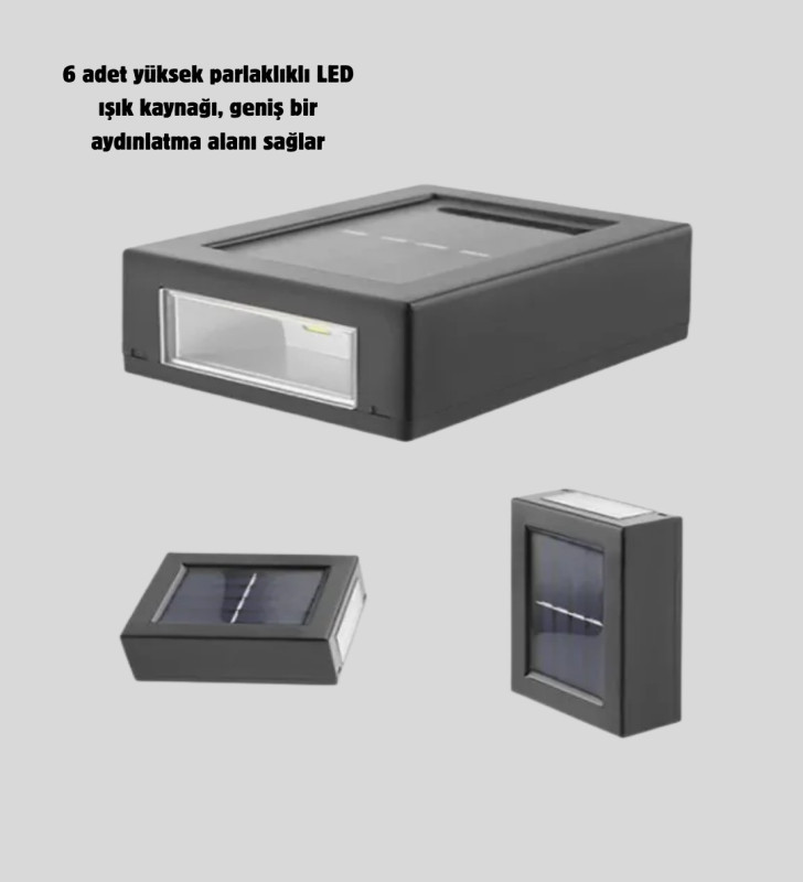 Solar Güçlü 6 LED Dış Mekan Lambası – Otomatik Aç/Kapa Işık Sensörlü Aydınlatma - Lisinya