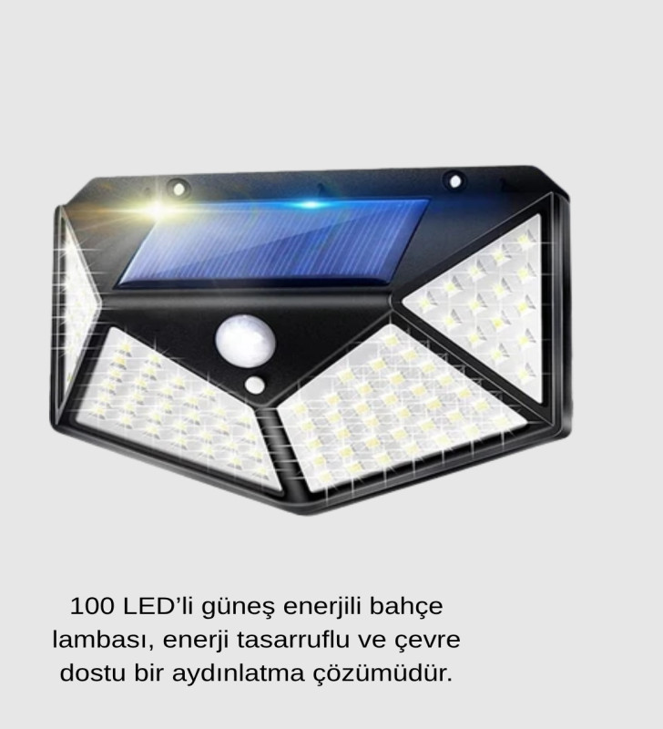 Solar Güçlü 100 LED Bahçe Lambası – Enerji Tasarruflu, Suya Dayanıklı ve Geniş Açılı Işık - Lisinya