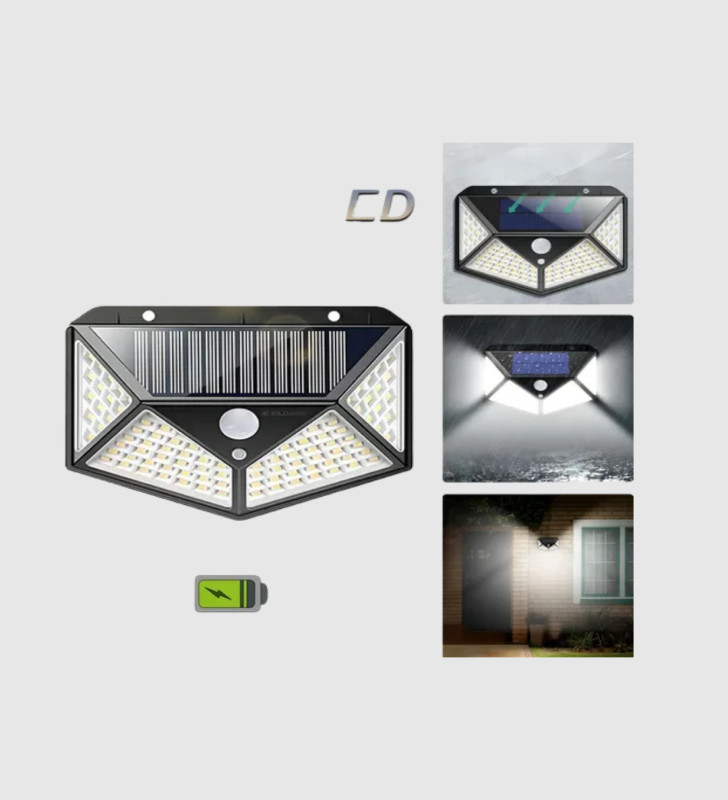 Güneş Enerjili 100 LED Dış Mekan Lamba – Hareket Sensörlü, 2200mAh Bataryalı Solar Aydınlatma - Lisinya