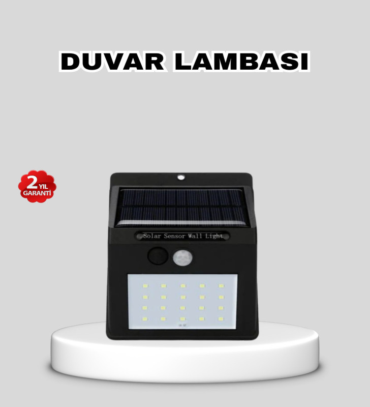 Güneş Enerjili 20 LED Hareket Sensörlü Lamba – IP65 Su Geçirmez Dış Mekan Aydınlatma - Lisinya