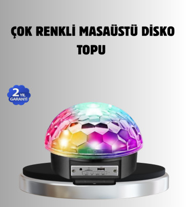 Bluetooth Kontrollü Masaüstü Disko Topu Işığı – Renkli LED Işık Gösterisi ve Uzaktan Kumanda - Lisinya