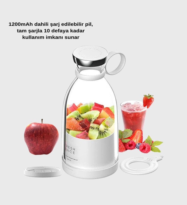 Kablosuz Taşınabilir Mini Blender – USB Şarjlı, 1200mAh - Lisinya