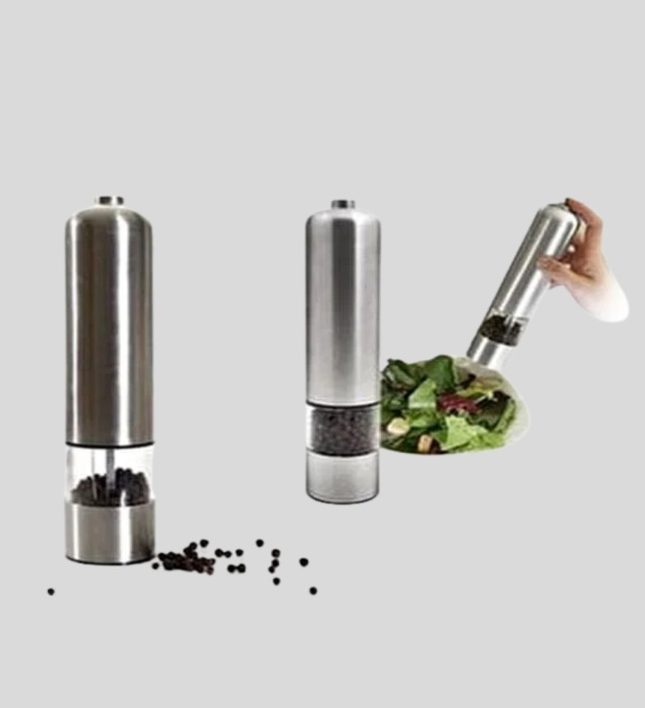 Modern Otomatik Baharat Öğütücü Seti – Pilli, Paslanmaz Çelik, LED Aydınlatmalı - Lisinya