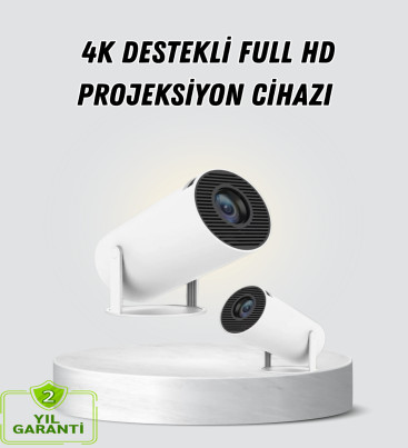 Full HD 4K Destekli Akıllı Projeksiyon – 130 inç Ekran, Uzun Ömürlü Ampul ve Çoklu Giriş - Lisinya
